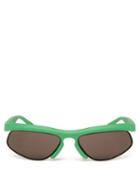 Bottega Veneta - Rectangle Acetate Sunglasses - Womens - Green