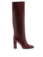 Matchesfashion.com Paris Texas - Square-toe Crocodile-effect Leather Knee Boots - Womens - Burgundy