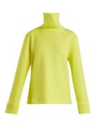 Matchesfashion.com Mm6 Maison Margiela - Ribbed Technical Jersey Roll Neck Sweater - Womens - Yellow