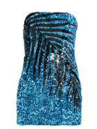 Matchesfashion.com Attico - Palm Motif Sequin Embellished Mini Dress - Womens - Blue