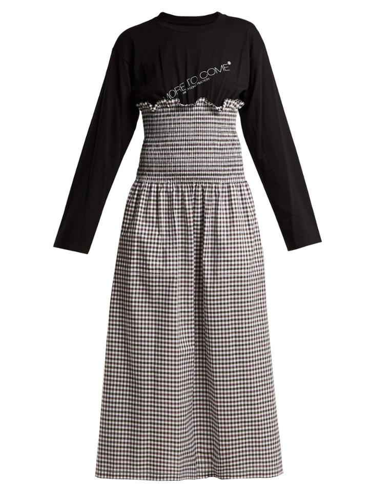 Mm6 Maison Margiela Contrast-panel Gingham Cotton Dress