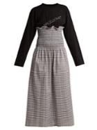 Mm6 Maison Margiela Contrast-panel Gingham Cotton Dress