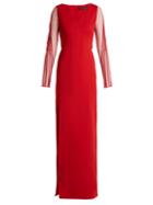 Versace Striped Tulle And Crepe Gown