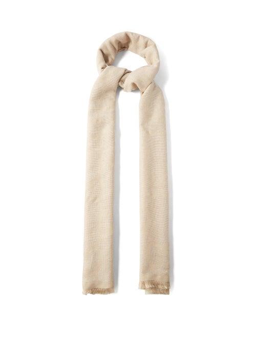 Gucci - Gg-jacquard Wool And Silk Scarf - Mens - Beige