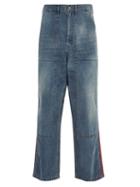 Matchesfashion.com Needles - Side Striped Wide Leg Workwear Jeans - Mens - Blue