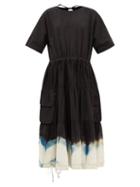 Story Mfg. - Forager Emilie Tie-dyed Organic Cotton-blend Dress - Womens - Black White