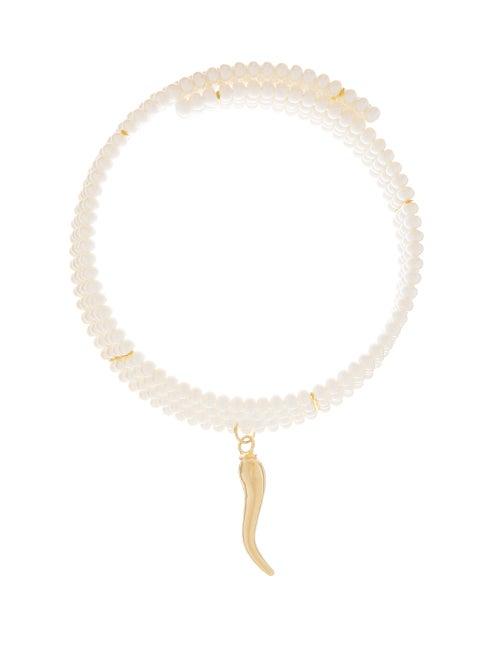 Matchesfashion.com Timeless Pearly - Chilli-charm Beaded Pearl And Gold-plated Choker - Womens - Pearl