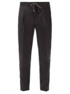 Matchesfashion.com Incotex - Pleated Checked Wool-flannel Tapered Trousers - Mens - Dark Grey