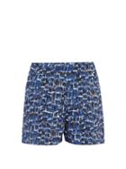 Matchesfashion.com You As - Orion Abstract Print Cotton Shorts - Mens - Blue