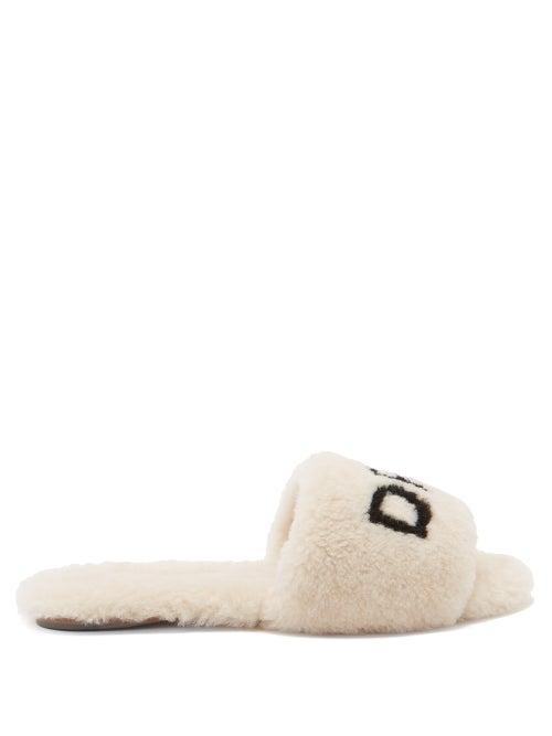 Matchesfashion.com Aquazzura - So Dream Shearling Slides - Womens - Cream Multi