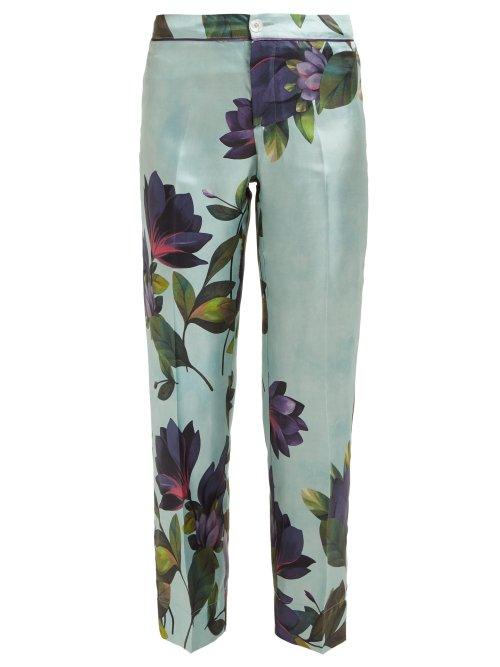 Matchesfashion.com F.r.s - For Restless Sleepers - Ceo Floral Print Silk Trousers - Womens - Light Blue