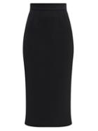 Matchesfashion.com Dolce & Gabbana - High-rise Wool-crepe Midi Skirt - Womens - Black