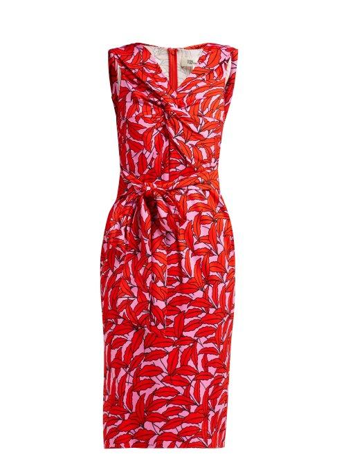 Matchesfashion.com Diane Von Furstenberg - Delphine Palm Print Dress - Womens - Pink Print