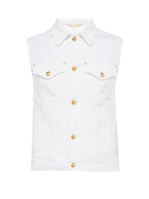 Matchesfashion.com Versace - Sleeveless Denim Jacket - Mens - White