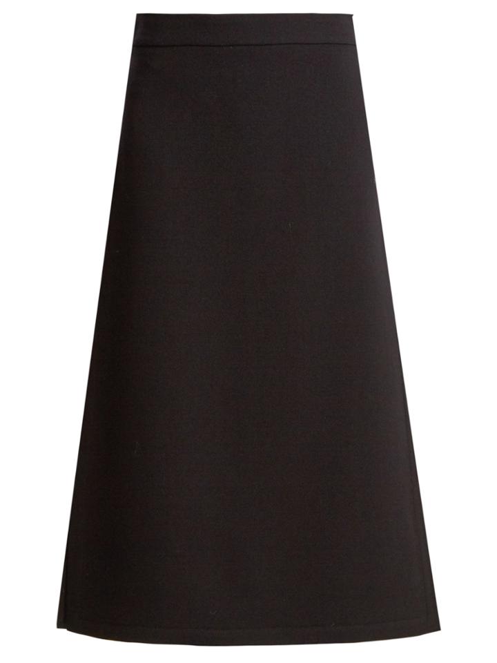 Raey Split-side Wool-blend Twill A-line Midi Skirt