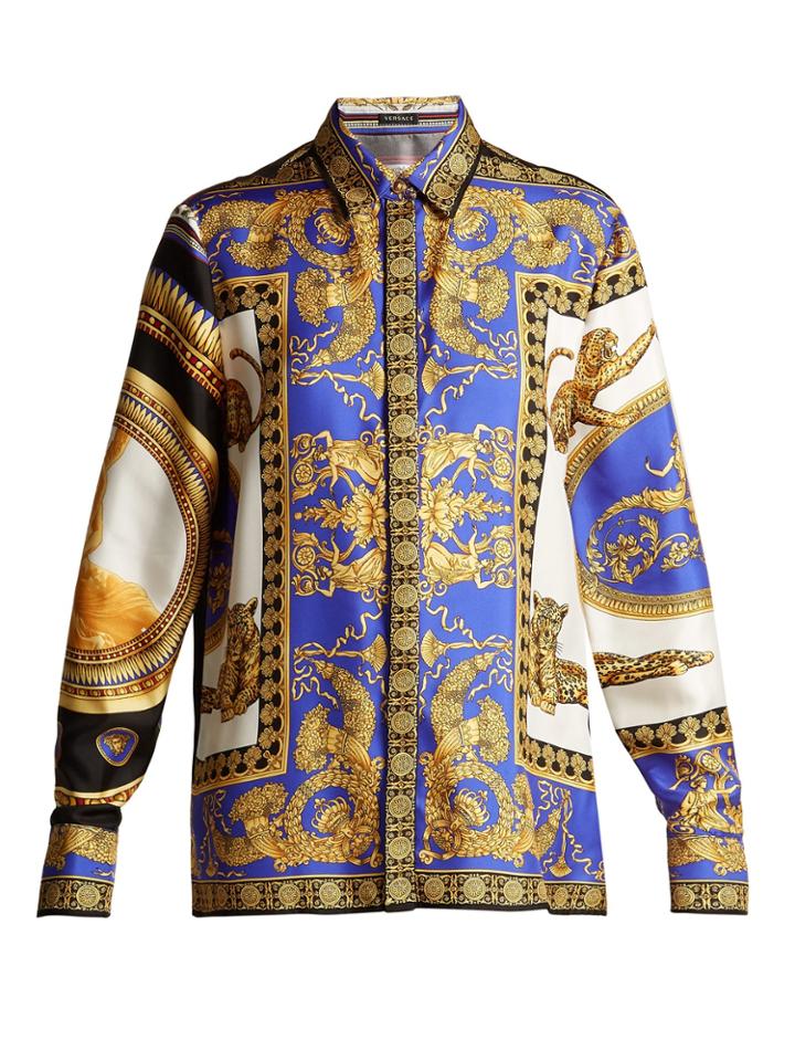 Versace Lovers Baroque-printed Silk-twill Blouse