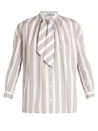 Thierry Colson Rowena Striped Tie-neck Cotton-poplin Shirt