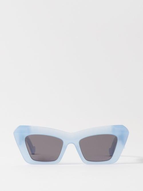 Loewe Eyewear - Anagram Oversized Cat-eye Acetate Sunglasses - Womens - Pale Blue