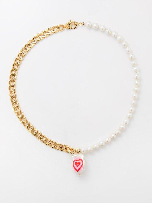 Joolz By Martha Calvo - Heart Pearl & 14kt Gold-plated Necklace - Womens - Gold Multi