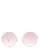 Matchesfashion.com Fendi - Fendirama Rounded Frame Metal Sunglasses - Womens - Light Pink