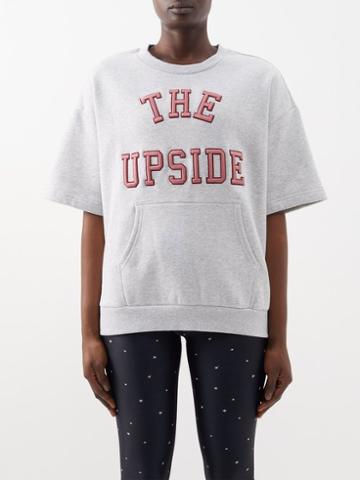 The Upside - Alba Logo-print Organic-cotton Sweatshirt - Womens - Grey Pink