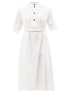 Jil Sander - Gathered Belted Cotton-poplin Shirt Dress - Womens - White