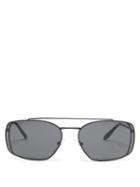Matchesfashion.com Prada Eyewear - Rectangular Metal Sunglasses - Mens - Black