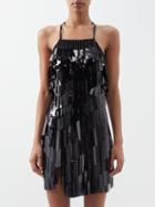 The Attico - Halterneck Sequinned Mini Dress - Womens - Black
