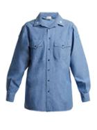 Matchesfashion.com Myar - Its0a Italian Star Patch Chambray Shirt - Womens - Light Blue