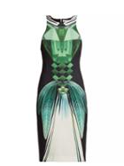Matchesfashion.com Mary Katrantzou - Lalic Perfume Print Crepe Midi Dress - Womens - Green Multi