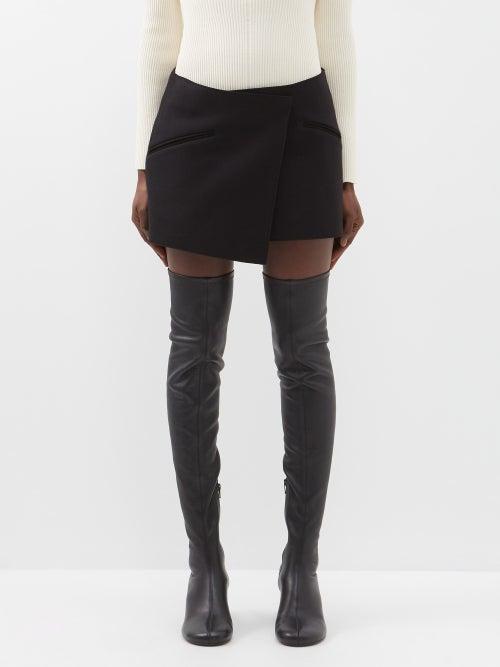 Khaite - Vera Asymmetric Wool-blend Mini Skirt - Womens - Black