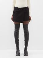 Khaite - Vera Asymmetric Wool-blend Mini Skirt - Womens - Black