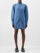 Ganni - Cutout-back Organic Cotton-blend Denim Shirt Dress - Womens - Light Denim