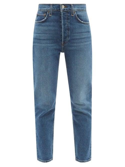 Ladies Rtw Re/done - 90s Ankle Crop High-rise Jeans - Womens - Mid Denim