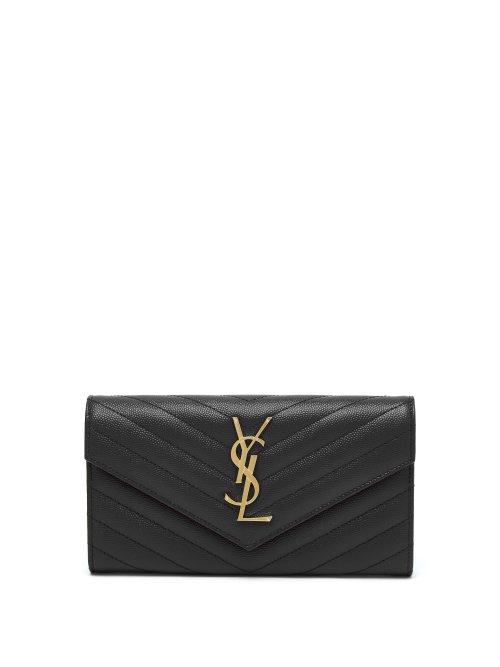 Matchesfashion.com Saint Laurent - Grained Leather Continental Wallet - Womens - Black
