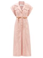 Zimmermann - Moonshine Cord-waist Linen-voile Jumpsuit - Womens - Pink