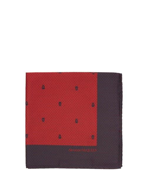 Matchesfashion.com Alexander Mcqueen - Skull Jacquard Silk Pocket Square - Mens - Navy Multi