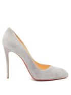Matchesfashion.com Christian Louboutin - Corneille 100 Asymmetric Suede Pumps - Womens - Light Grey