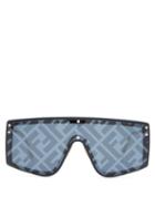 Matchesfashion.com Fendi - Ff Logo-print Flat-top Sunglasses - Mens - Blue