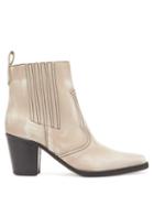 Matchesfashion.com Ganni - Callie Western Leather Ankle Boots - Womens - Cream