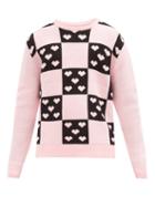 Matchesfashion.com Noon Goons - Lovers Checked Heart-jacquard Sweater - Mens - Black Pink