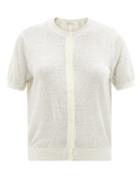 Ladies Rtw The Row - Cervino Short-sleeved Linen-blend Cardigan - Womens - Ivory