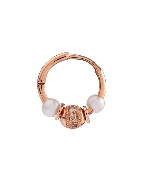 Elise Dray Diamond, Pearl & Pink-gold Mini Rock Earring