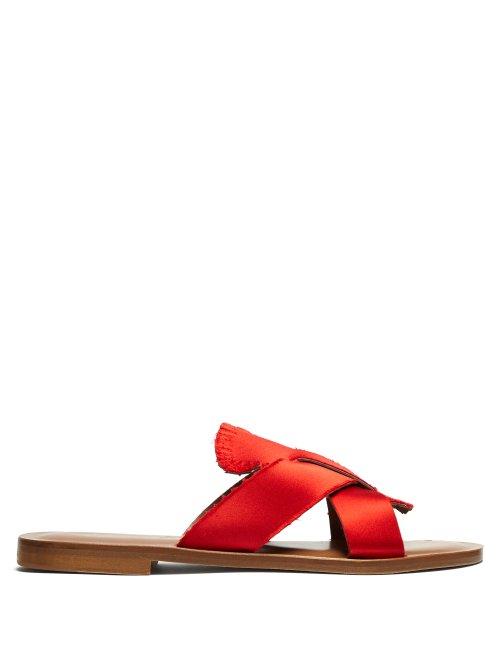 Matchesfashion.com Lvaro - Antoniona Frayed Satin Sandals - Womens - Red