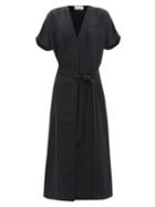 Raey - Dolman-sleeve Fold Detail Linen-blend Shirt Dress - Womens - Navy