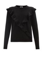 Chlo - Ruffled-yoke Cashmere Sweater - Womens - Black