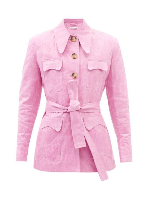 Rejina Pyo - Tie-waist Coated-canvas Jacket - Womens - Pink