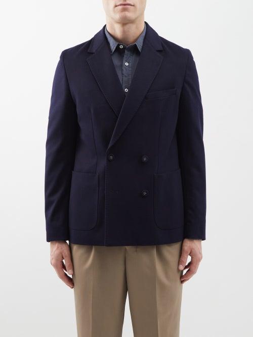 Officine Gnrale - Leon Double-breasted Wool Suit Jacket - Mens - Navy