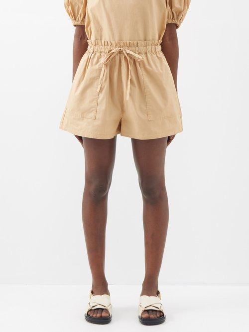 Ulla Johnson - Edlyn High-waisted Cotton-poplin Shorts - Womens - Camel