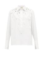 Matchesfashion.com Christopher Kane - Crystal Embellished Cotton Poplin Shirt - Womens - White